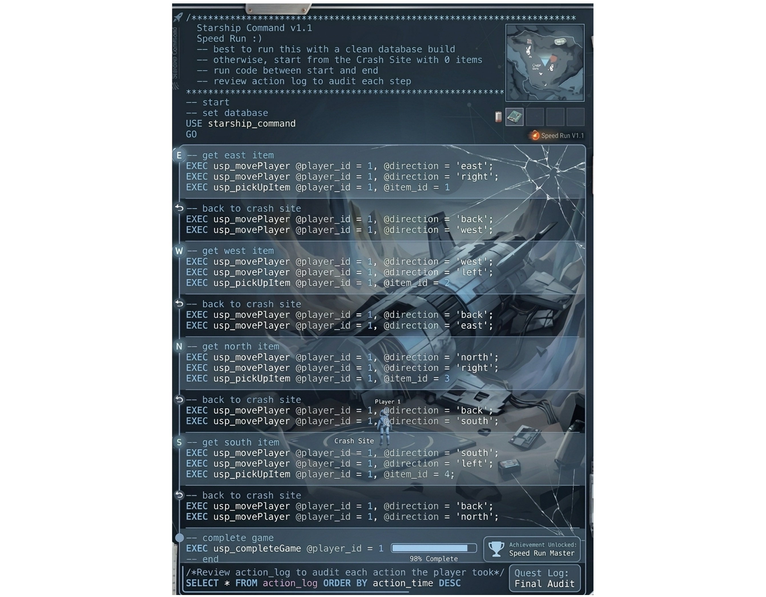 Starship Command gameplay stored procedure